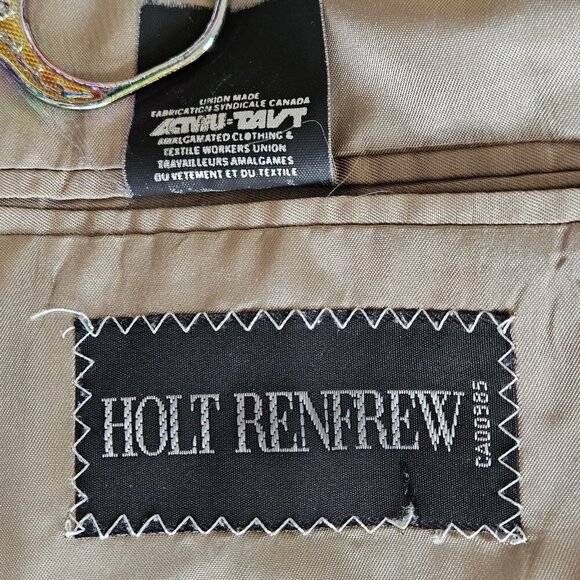 Holt Renfrew Blazer Men US 48 Cream Beige Silk Lined Union Made 2B Ventless FLAW - Picture 4 of 16